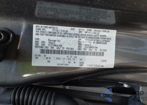 2012 Ford Focus Se из США, поврежденный, VIN 1FAHP3F26CL478487